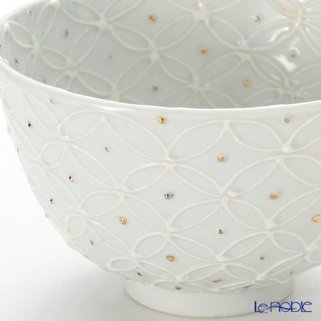 京焼・清水焼 抹茶碗 S0003 白磁金銀彩七宝紋 洸春窯／高島慎一