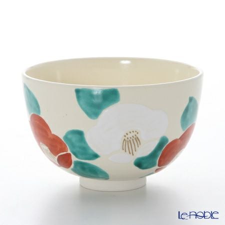 京焼・清水焼 抹茶碗 K0013 彩紅白椿