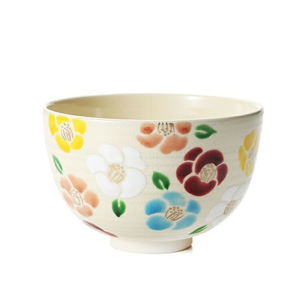 京焼・清水焼 抹茶碗 K00131 五彩花椿