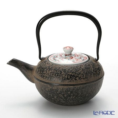 京焼・清水焼 鉄瓶急須・黒 K0111 彩赤絵 500ml