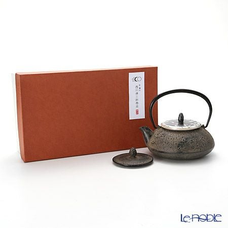 京焼・清水焼 鉄瓶急須 M0134 銀彩松葉 510ml 鉄蓋付