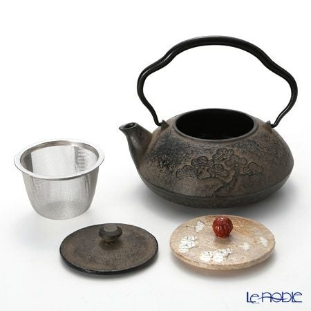 京焼・清水焼 鉄瓶急須 M0135 金銀彩鶴 510ml 鉄蓋付