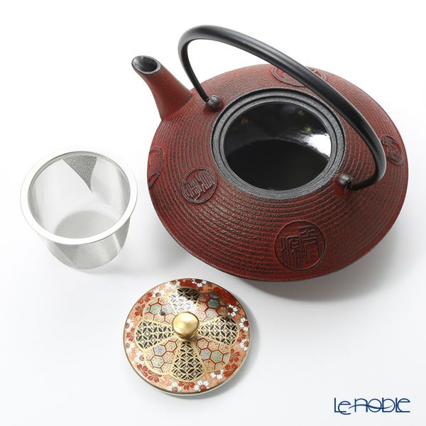 京焼・清水焼 鉄瓶急須 T0184 赤貞雲 渕花小紋 900ml