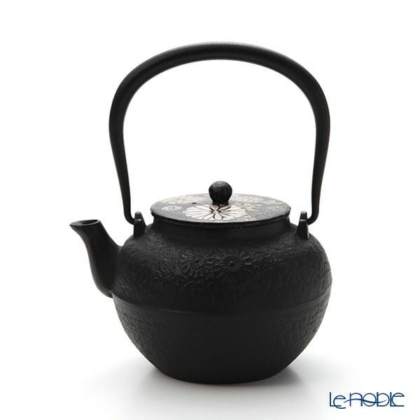 京焼・清水焼 鉄瓶急須 M0175 鉄絵菊花紋 800ml
