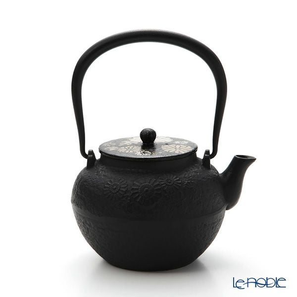 京焼・清水焼 鉄瓶急須 M0175 鉄絵菊花紋 800ml