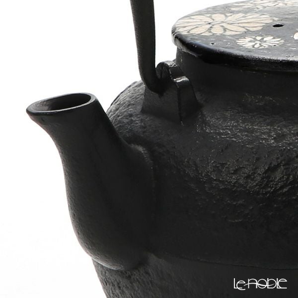 京焼・清水焼 鉄瓶急須 M0175 鉄絵菊花紋 800ml