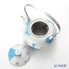 京焼・清水焼 ティーポット（石瓶） K0202 白菊青地 600ml アルミハンドル