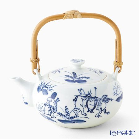 京焼・清水焼 ティーポット（石瓶） S0208 染付高山寺 600ml 藤ハンドル