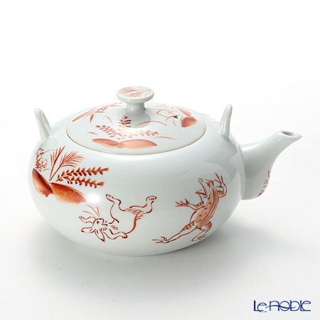 京焼・清水焼 ティーポット（石瓶） S0209 赤高山寺 600ml 藤ハンドル