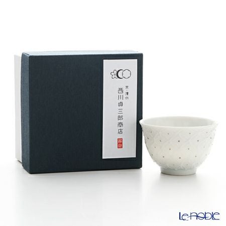 京焼・清水焼 汲出し碗 S0350 白磁金銀彩七宝紋 洸春窯／高島慎一 120ml