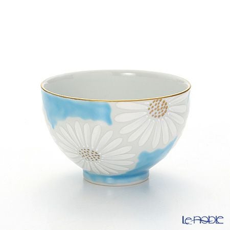 京焼・清水焼 汲出し碗 中 白菊青地 K0332