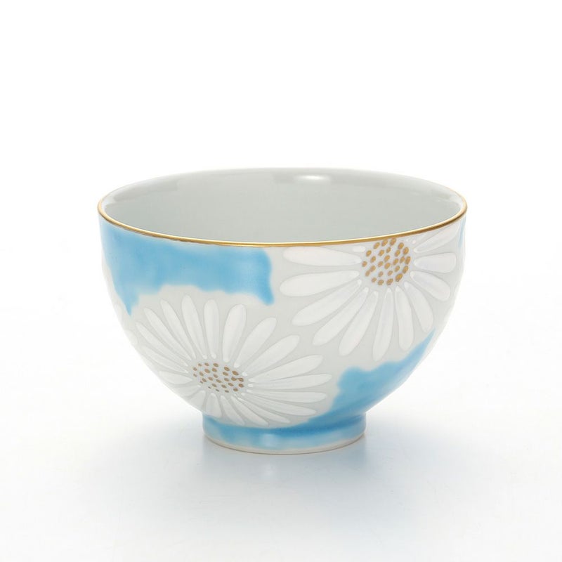 京焼・清水焼 汲出し碗 中 白菊青地 K0332