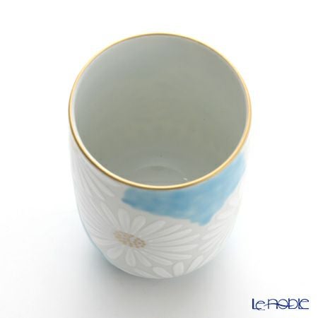 京焼・清水焼 湯呑 K0416 白菊青地