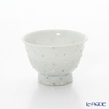 京焼・清水焼 煎茶碗 S0980 白磁金銀彩七宝紋 洸春窯／高島慎一