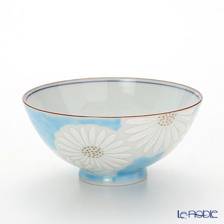 京焼・清水焼 飯碗 白菊青地 K0501