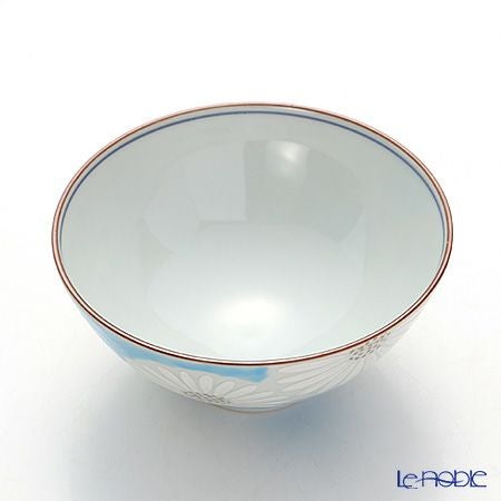 京焼・清水焼 飯碗 白菊青地 K0501