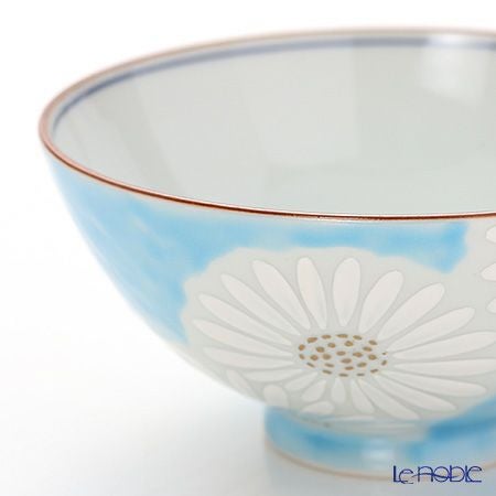 京焼・清水焼 飯碗 白菊青地 K0501