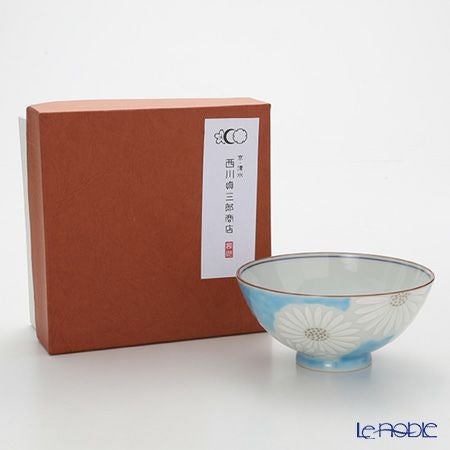 京焼・清水焼 飯碗 白菊青地 K0501