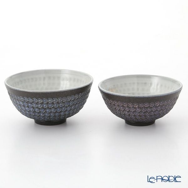 京焼・清水焼 組飯碗 M0571 南蛮三島詰 ペア