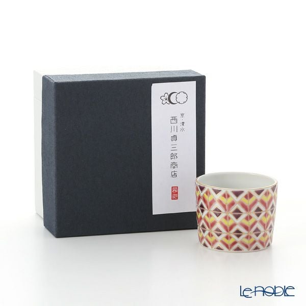 京焼・清水焼 ぐい呑 K0988 彩万華鏡紋 赤 90ml