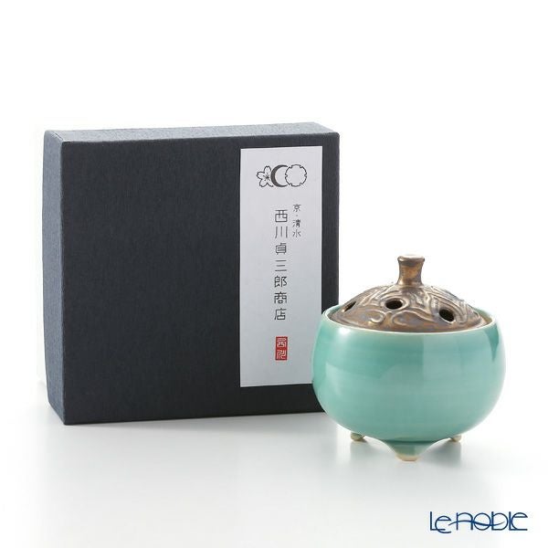 京焼・清水焼 香炉 M1056 黒金彩蒼釉