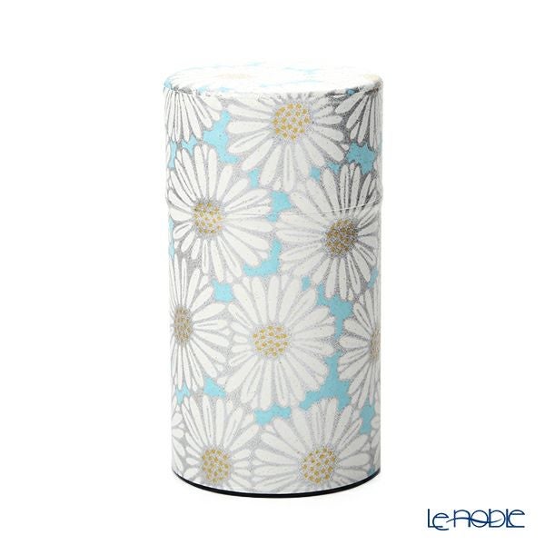 西川貞三郎商店 茶缶／茶筒 S0890 姫菊 青 容量：150g アルミ製