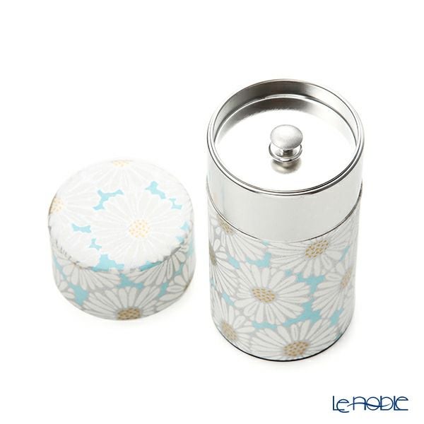 西川貞三郎商店 茶缶／茶筒 S0890 姫菊 青 容量：150g アルミ製
