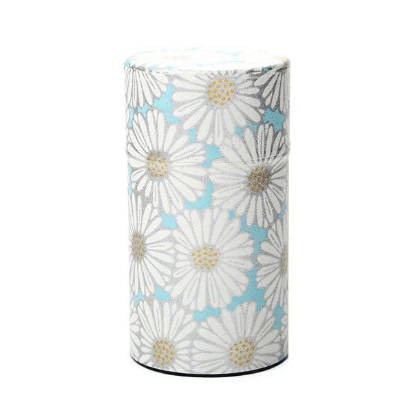 西川貞三郎商店 茶缶／茶筒 S0890 姫菊 青 容量：150g アルミ製