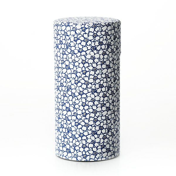 西川貞三郎商店 茶缶 S0880 桜 白 200g アルミ製
