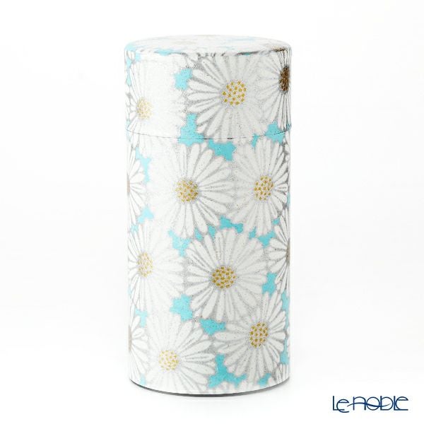 西川貞三郎商店 茶缶 S0891 姫菊 青 200g アルミ製