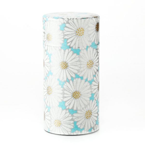 西川貞三郎商店 茶缶 S0891 姫菊 青 200g アルミ製