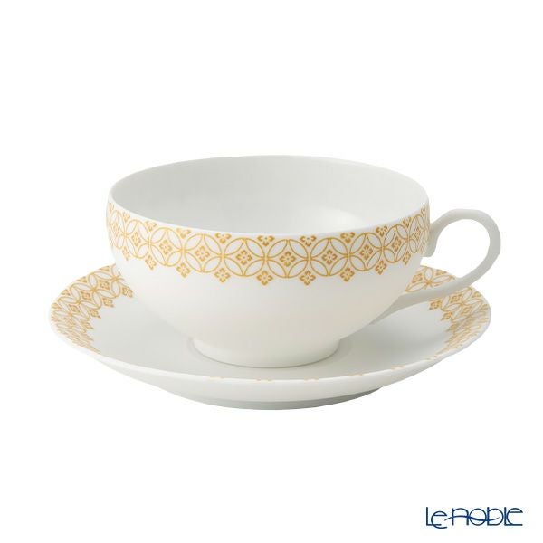 西川貞三郎商店 NISHIKAWA JAPAN KATA エッグシェル／卵殻手（らんかくで） ティーカップ＆ソーサー 天花 マット イエロー／七宝文様 220ml NJ07-001