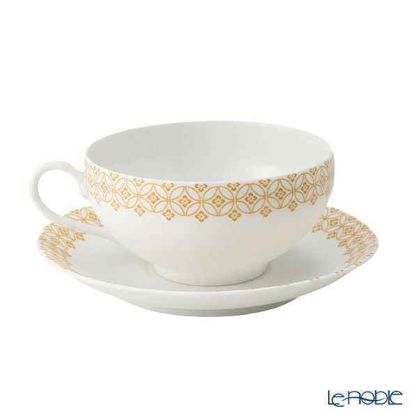 西川貞三郎商店 NISHIKAWA JAPAN KATA エッグシェル／卵殻手（らんかくで） ティーカップ＆ソーサー 天花 マット イエロー／七宝文様 220ml NJ07-001