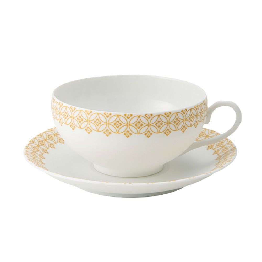 西川貞三郎商店 NISHIKAWA JAPAN KATA エッグシェル／卵殻手（らんかくで） ティーカップ＆ソーサー 天花 マット イエロー／七宝文様 220ml NJ07-001