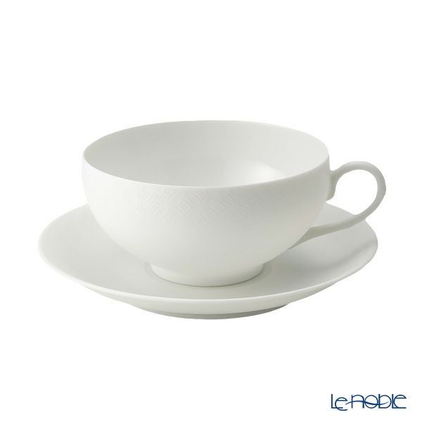 西川貞三郎商店 NISHIKAWA JAPAN KATA エッグシェル／卵殻手（らんかくで） ティーカップ＆ソーサー 凪華 マット ホワイト／七宝文様 220ml NJ07-002