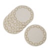 トルコ雑貨 アルテペレ チェーン コースター 11.5cm 5枚セット デニム調 ホワイト／シャンパン 刺繍ラメ入り PVC加工合皮製 撥水加工