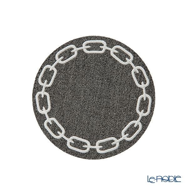 トルコ雑貨 アルテペレ チェーン コースター 11.5cm 5枚セット デニム調 グレー／ホワイト PVC加工合皮製 撥水加工