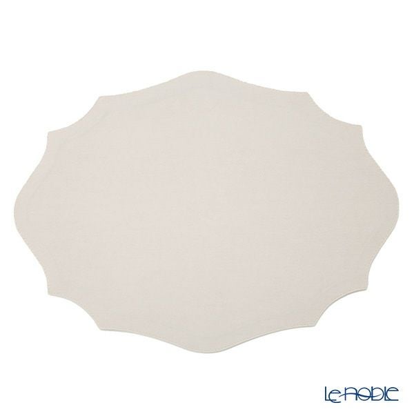 トルコ雑貨 アルテペレ カーリー プレースマット／ランチョンマット デニム調 ホワイト／ゴールド 35×48cm PVC加工合皮製 撥水加工