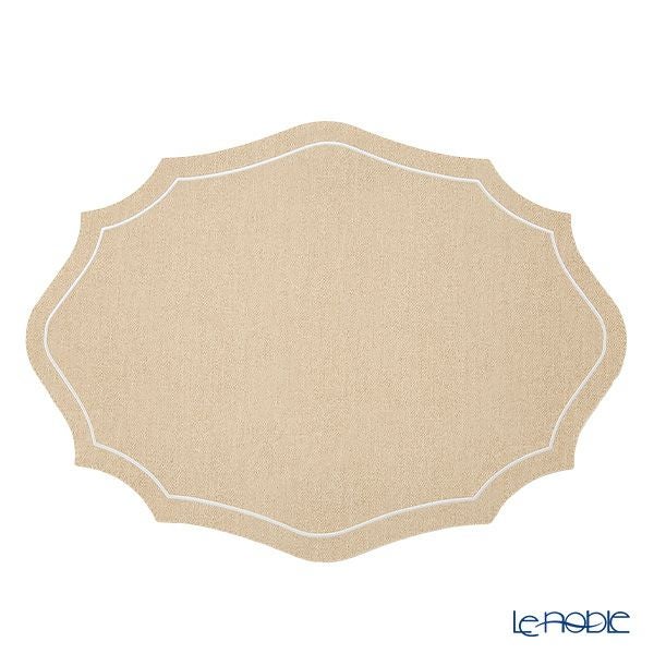 トルコ雑貨 アルテペレ カーリー プレースマット／ランチョンマット デニム調 ベージュ／ホワイト 35×48cm PVC加工合皮製 撥水加工