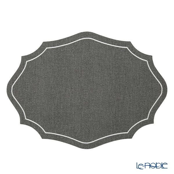 トルコ雑貨 アルテペレ カーリー プレースマット／ランチョンマット デニム調 グレー／ホワイト 35×48cm PVC加工合皮製 撥水加工