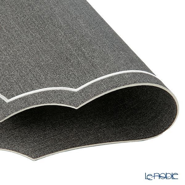 トルコ雑貨 アルテペレ カーリー プレースマット／ランチョンマット デニム調 グレー／ホワイト 35×48cm PVC加工合皮製 撥水加工