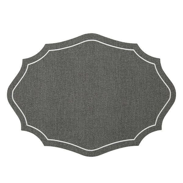 トルコ雑貨 アルテペレ カーリー プレースマット／ランチョンマット デニム調 グレー／ホワイト 35×48cm PVC加工合皮製 撥水加工