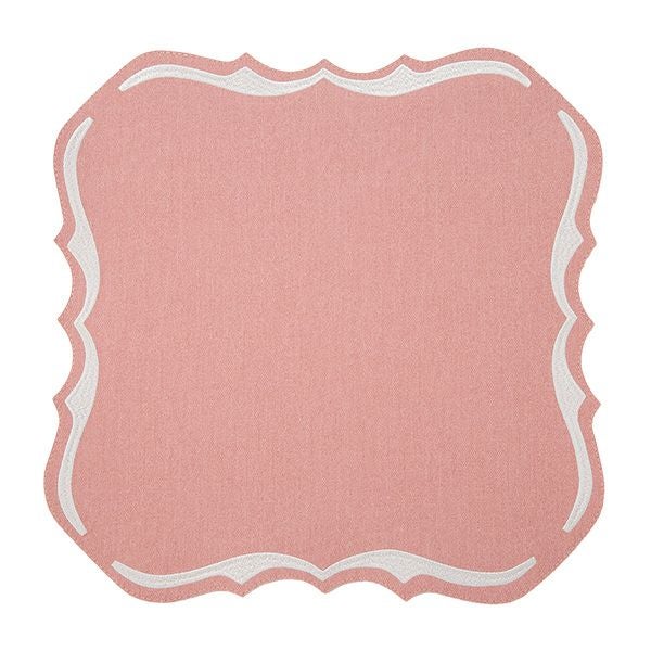 トルコ雑貨 アルテペレ スクエア プレースマット／ランチョンマット デニム調 ピンク 38×38cm PVC加工合皮製 撥水加工