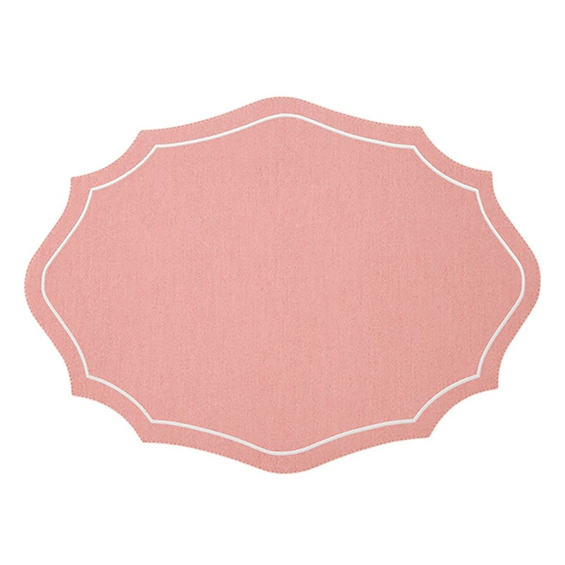 トルコ雑貨 アルテペレ カーリー プレースマット／ランチョンマット デニム調 ピンク／ホワイト 35×48cm PVC加工合皮製 撥水加工