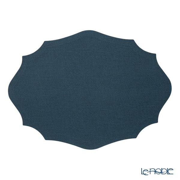 トルコ雑貨 アルテペレ カーリー プレースマット／ランチョンマット デニム調 ネイビー／ホワイト 35×48cm PVC加工合皮製 撥水加工