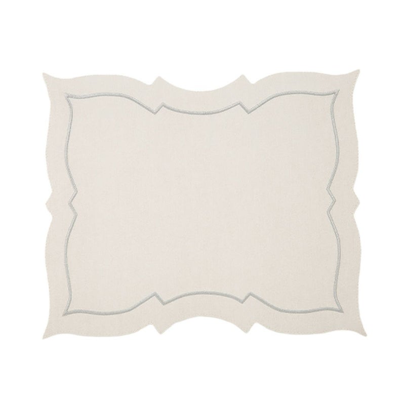 トルコ雑貨 アルテペレ バタフライ プレースマット／ランチョンマット デニム調 ホワイト／グレー 刺繍ラメ入り 38cm PVC加工合皮製 撥水加工