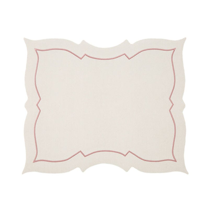 トルコ雑貨 アルテペレ バタフライ プレースマット／ランチョンマット デニム調 ホワイト／ピンク 38cm PVC加工合皮製 撥水加工