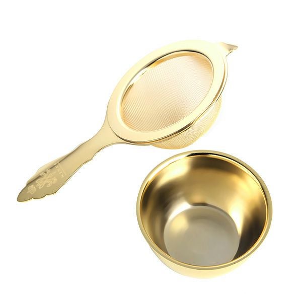 ニナス オリジナル マリーアントワネット クイーンズ ゴールドコレクション ティーストレーナー＆受け皿 ステンレス製 24金メッキ