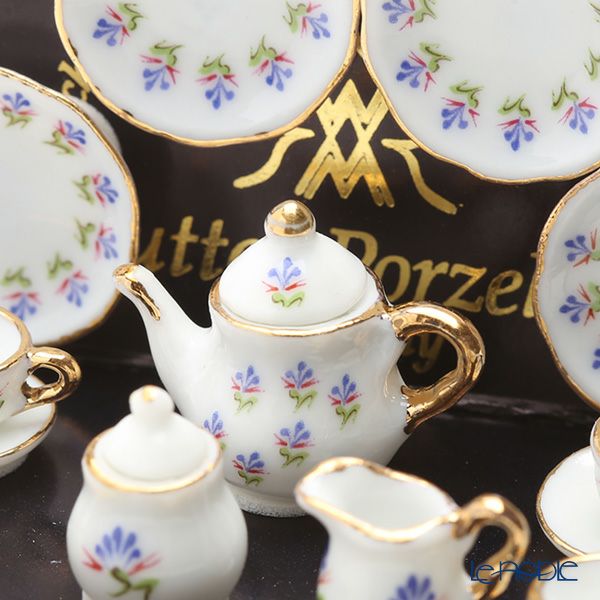 ロイター・ポーセリン ブルー フラワー 001.364／6 ミニチュア ティーセット （4客）