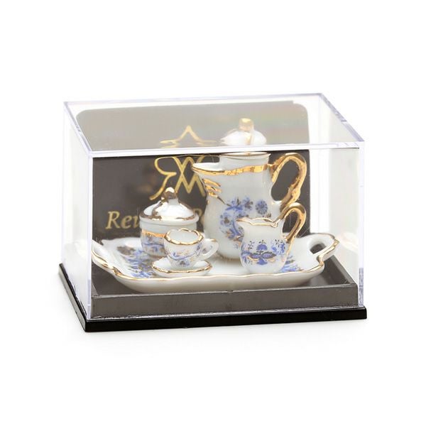 ロイター・ポーセリン ブルーオニオン ゴールド 001.642／5 ミニチュア コーヒートレイセット